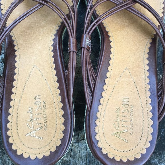 Clarks Artisan Collection Leather Wedge Sandals size 10M - Picture 3 of 5